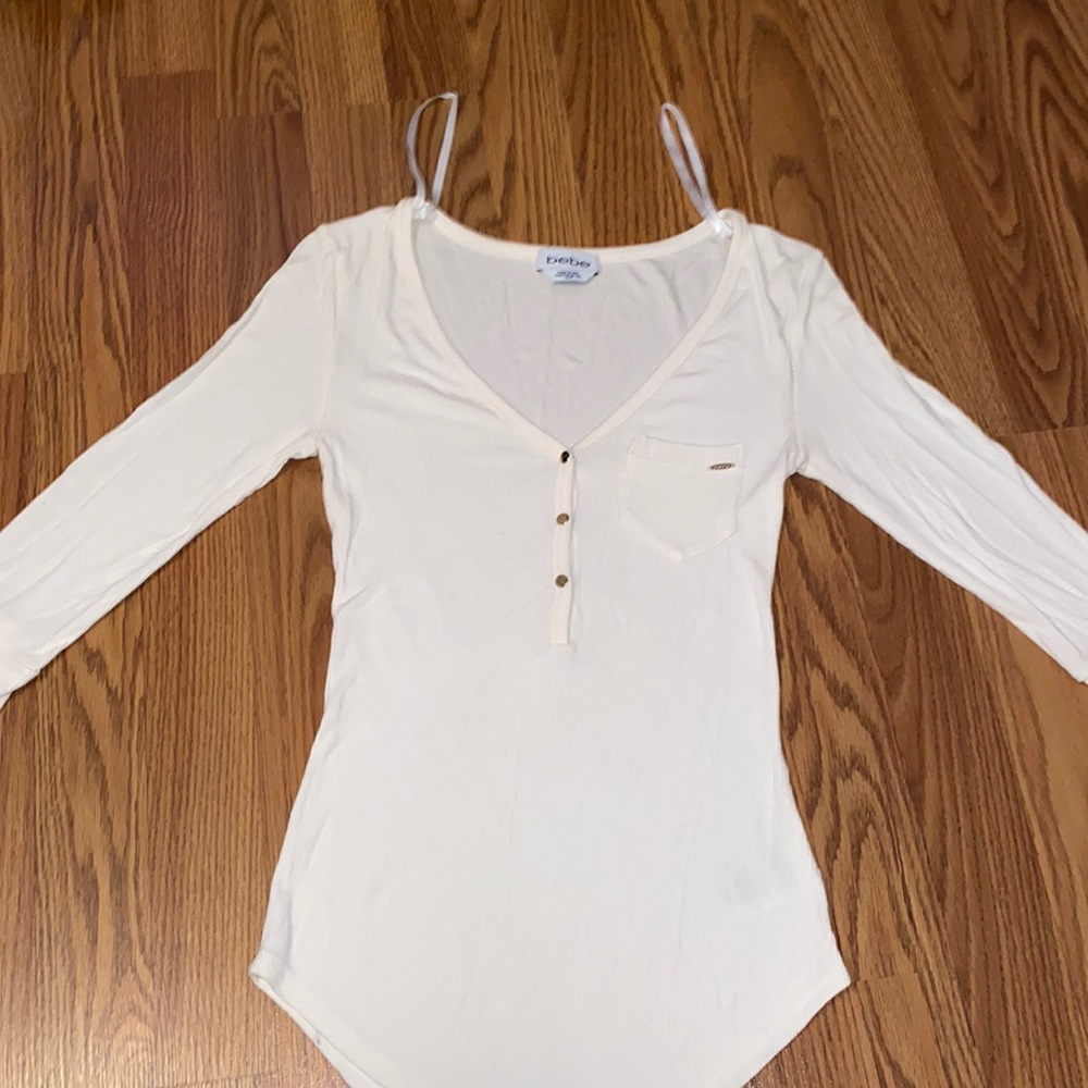 White quarter sleeve BEBE shirt